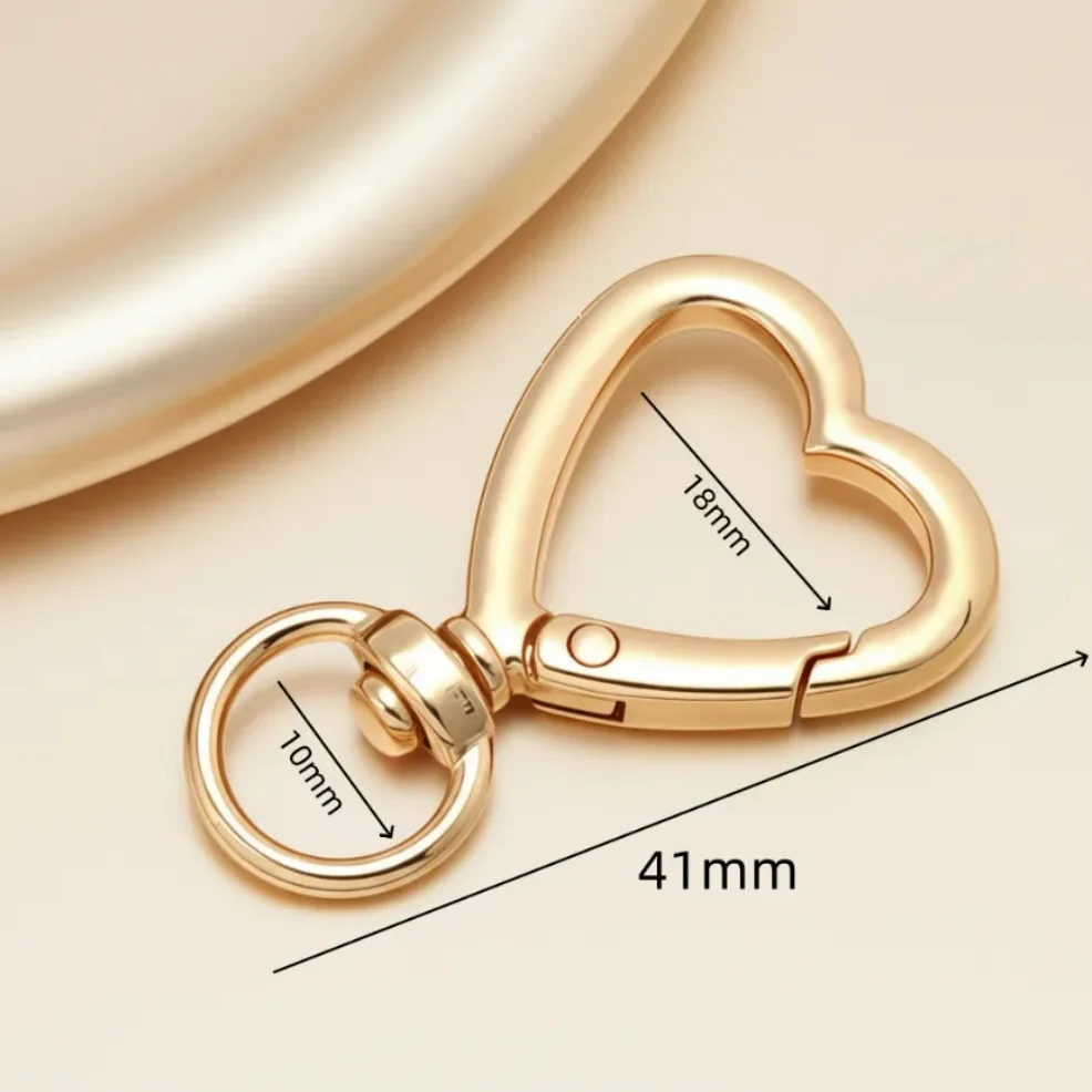 5-10Pcs Heart Shape Rotation Alloy Lobster Spring Clasps Openable Key Ring Hook Carabiner Connector Dog Chain Buckles DIY