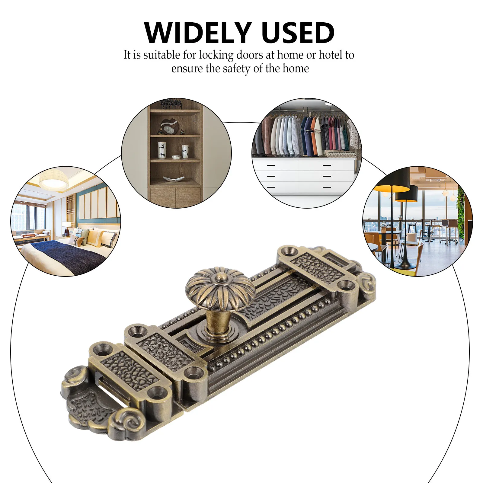 1Pcs Elegant Zinc Alloy Door Latch Vintage Sliding Bolt Lock Easy Install for Bathroom Kitchen Sliding Doors Latch