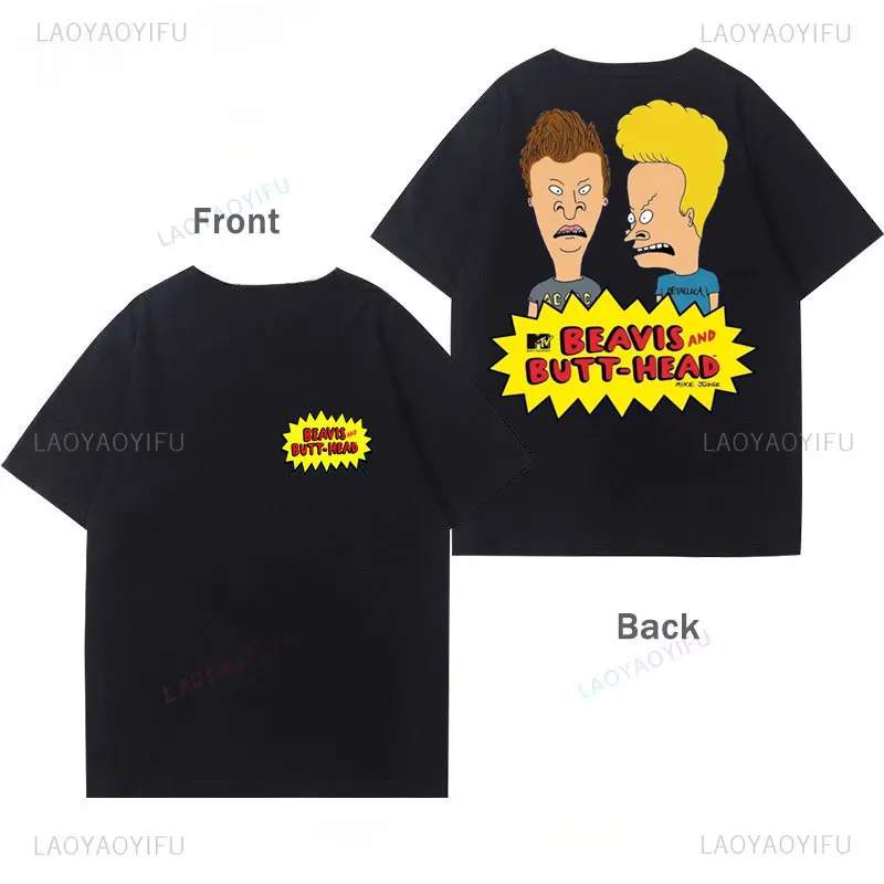 قميص بيفيز وبوتثيد الكلاسيكي 1996 ملابس الرسوم المتحركة الفكاهة نمط غير رسمي من القطن الخالص للرجال والنساء بأكمام قصيرة Y2k