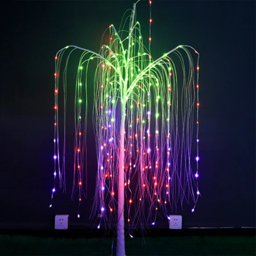 2.1M 400 LED Willow Tree Light Outdoor Lighted Willow Tree Christmas Bonsai Tree Light with Timer Remote for Holiday Party Decor