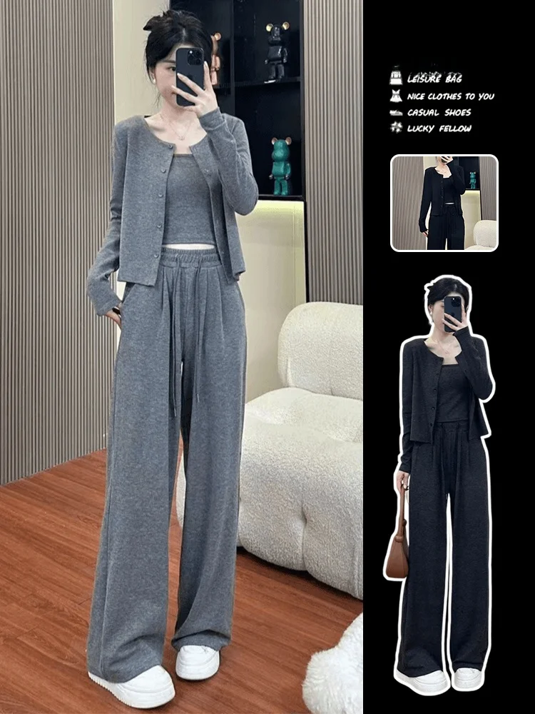 

Faionable Sportswear Set Women's Autumn Winter Spring New Small Size Korean Sle High-End Feel Long Cotton Polyester Elast...