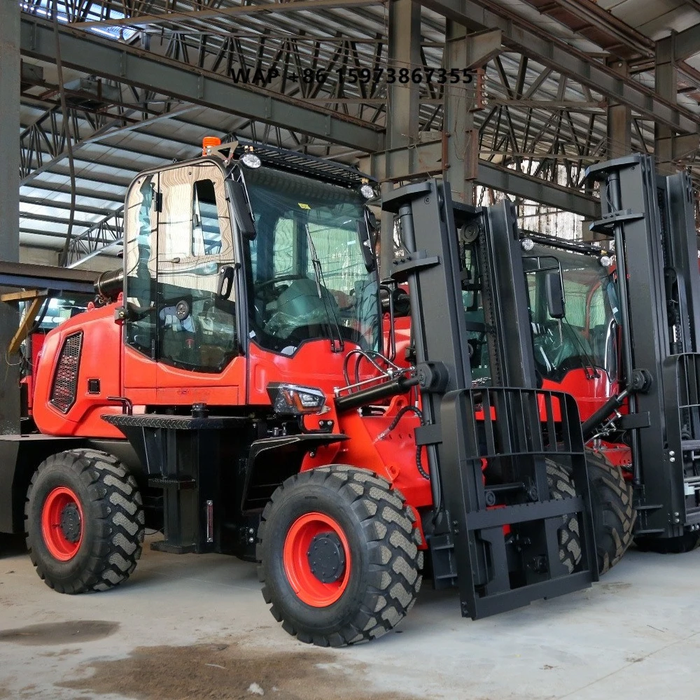 Wholesale EPA Euro 5 Engine 3.5 Ton Mini All Terrain Forklift 4WD Forklift Custom 5 Ton 6 Ton Outdoor Off Road Forklift