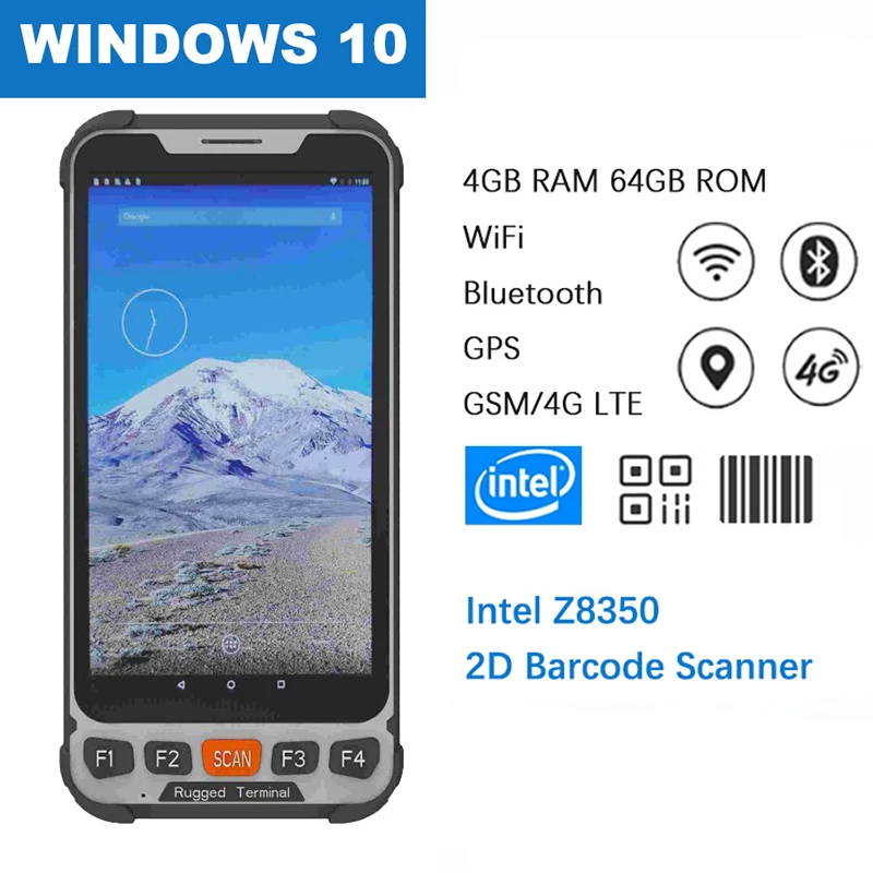 

Windows 10 Handheld Rugged 5.5 Inch PDA Terminal Data Collector 4G 64G 2D Barcode scanner