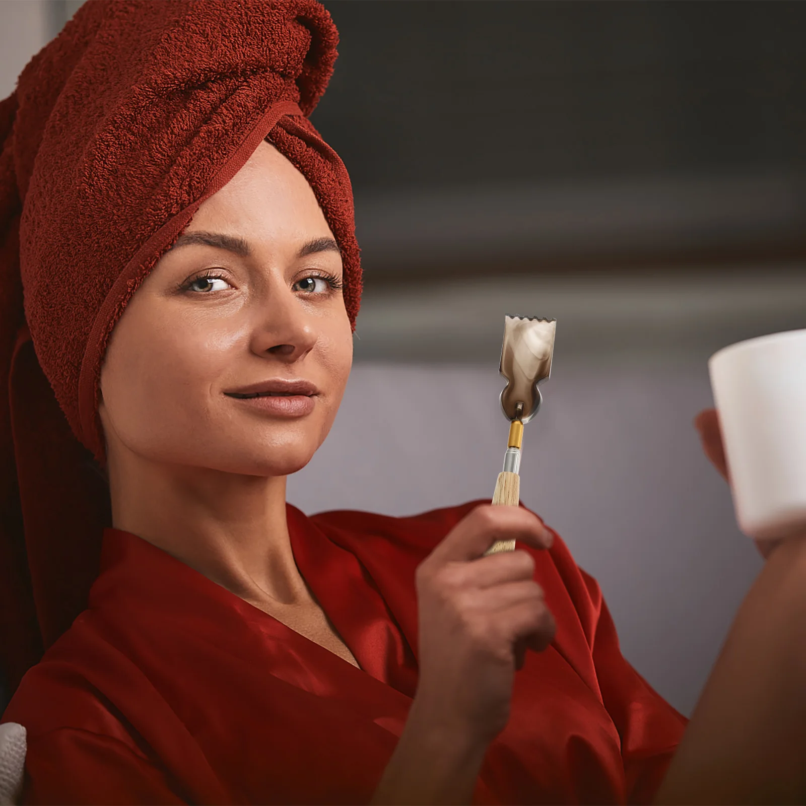 

1 шт., инструмент для царапин спины, прочный ручной массажер, скребок для трудно досягаемости зоны (коричневый), скребок для спины, скребок для царапин