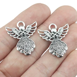 15Pieces/lot 27x24mm Antique Silver Color Angel Charms DIY Necklace  Alloy Pendant Handcraft Jewelry