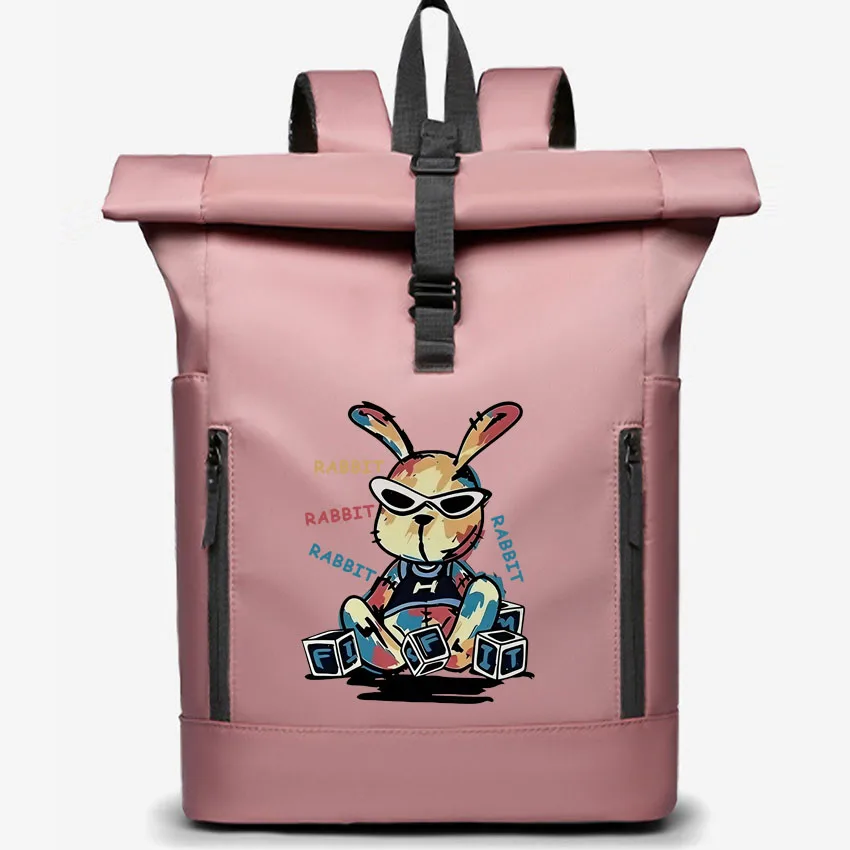 

Lack Rabbit Cartoon Pattern Printed Business Trip Couple Backpack Computer Bag Laptop Bag Commuter College Student School Bag