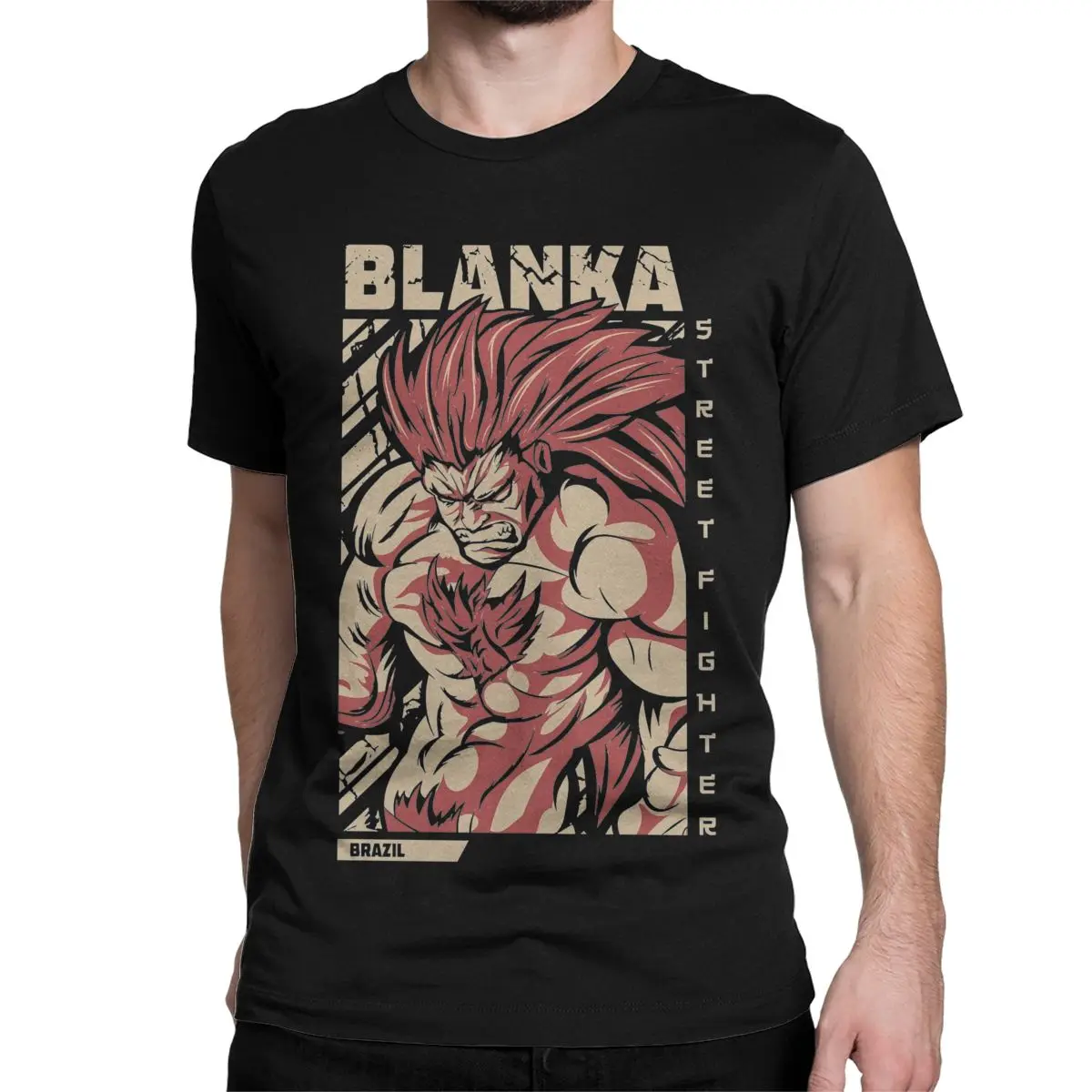 Men T-Shirt Blanka Streets Fighters Humor Cotton Tee Shirt Short Sleeve Game T Shirt Round Collar Clothing Summer