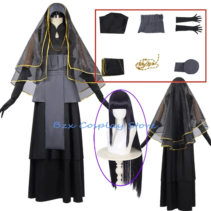 Hyuga Cosplay Anime Hinata Hochzeit Cosplay Schwarz Langes Kleid Kostüm Perücke Set Party Rolle Spielen Outfit für Frauen Uniform