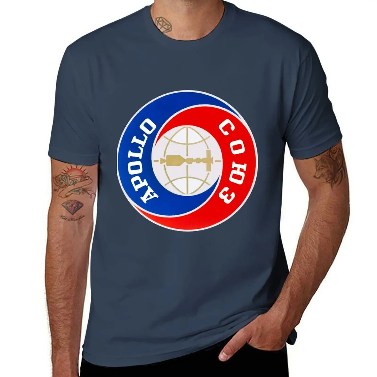 

Logo Apollo–Soyuz Mission T-Shirt Active Sports Short Sleeve Cotton Shirt