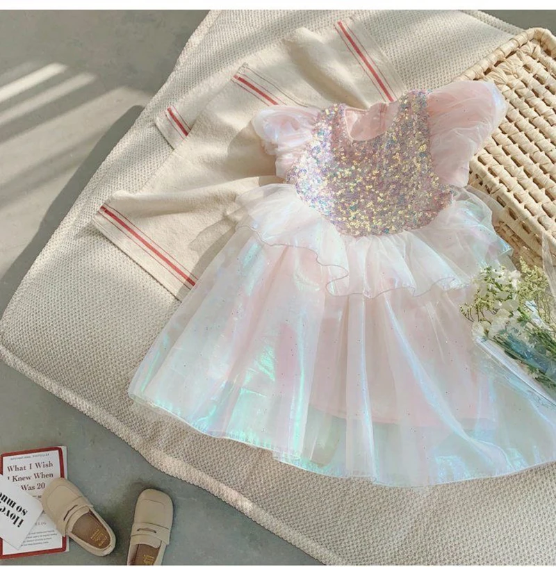 Mädchenkleid Märchen-Rollenspiel Sommer Neues Mesh-Modekleid Kleine Prinzessin Weihnachts-Geburtstagsgeschenk 2-8 Jahre Kinderkleidung – Detail 10