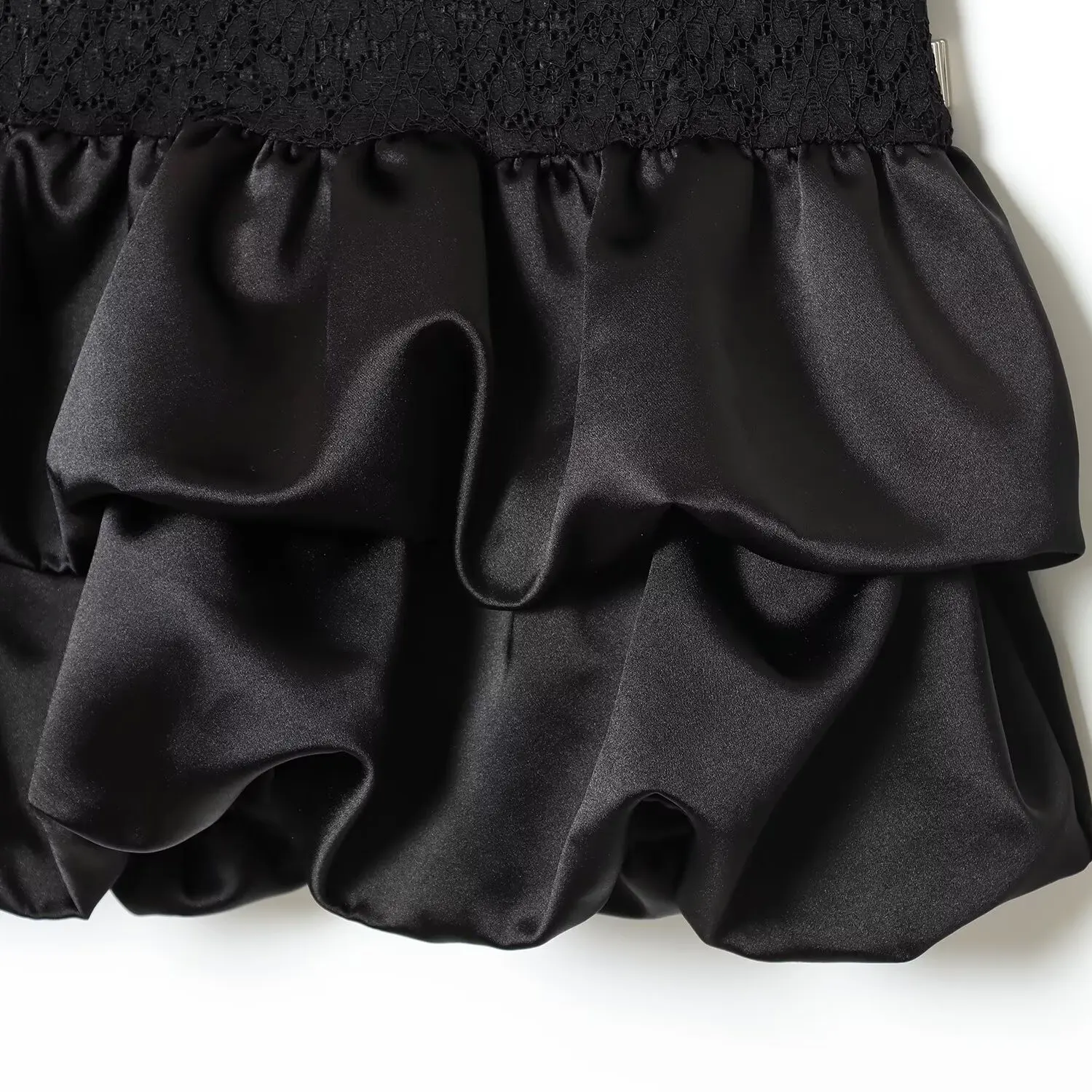 NINE ZAR 레이스 패널 숏 슬리브리스 드레스 하이 웨이스트 A라인 실루엣 캐주얼 얇은 폴리에스터 원단 지퍼 없음 스탠드 칼라