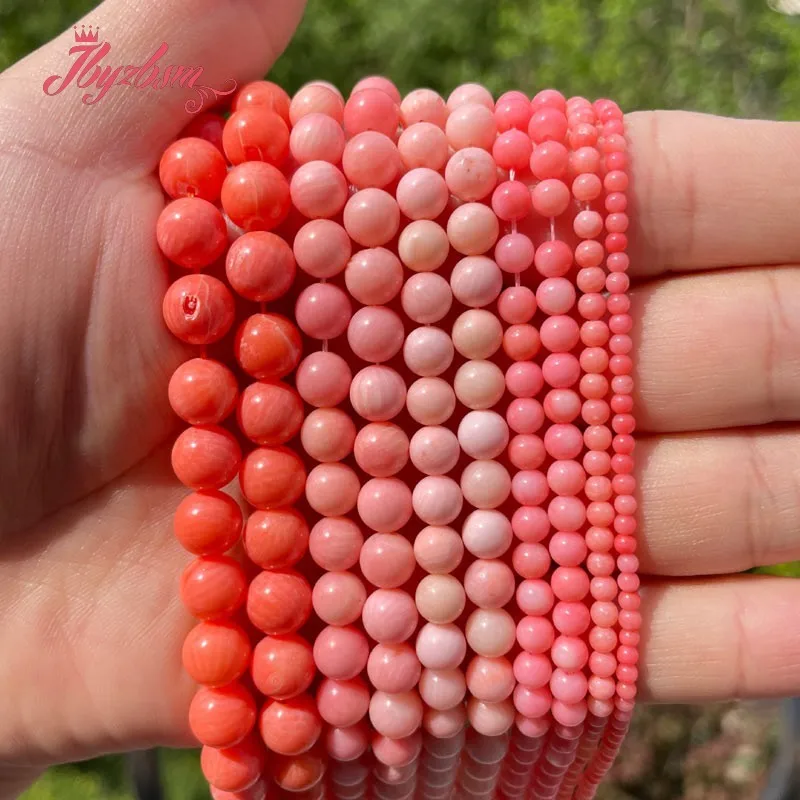 2/3/4/6/7/8mm Natural Pink Coral Smooth Round Bead Loose Stone Beads For DIY Necklace Bracelets Jewelry Making 15\