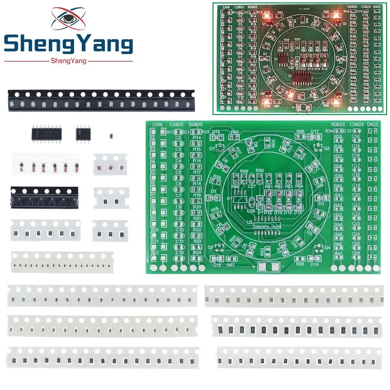 DIY Kit SMD Rotating Flashing LED Components Soldering Practice Board Skill Electronic Circuit Training Suite Electronic DIY Kit