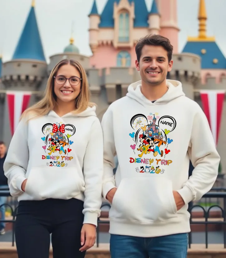 

Персонализированная толстовка Disney Journey 2026 с Микки Маусом и Минни Маусом, 2026, женский стиль для пар