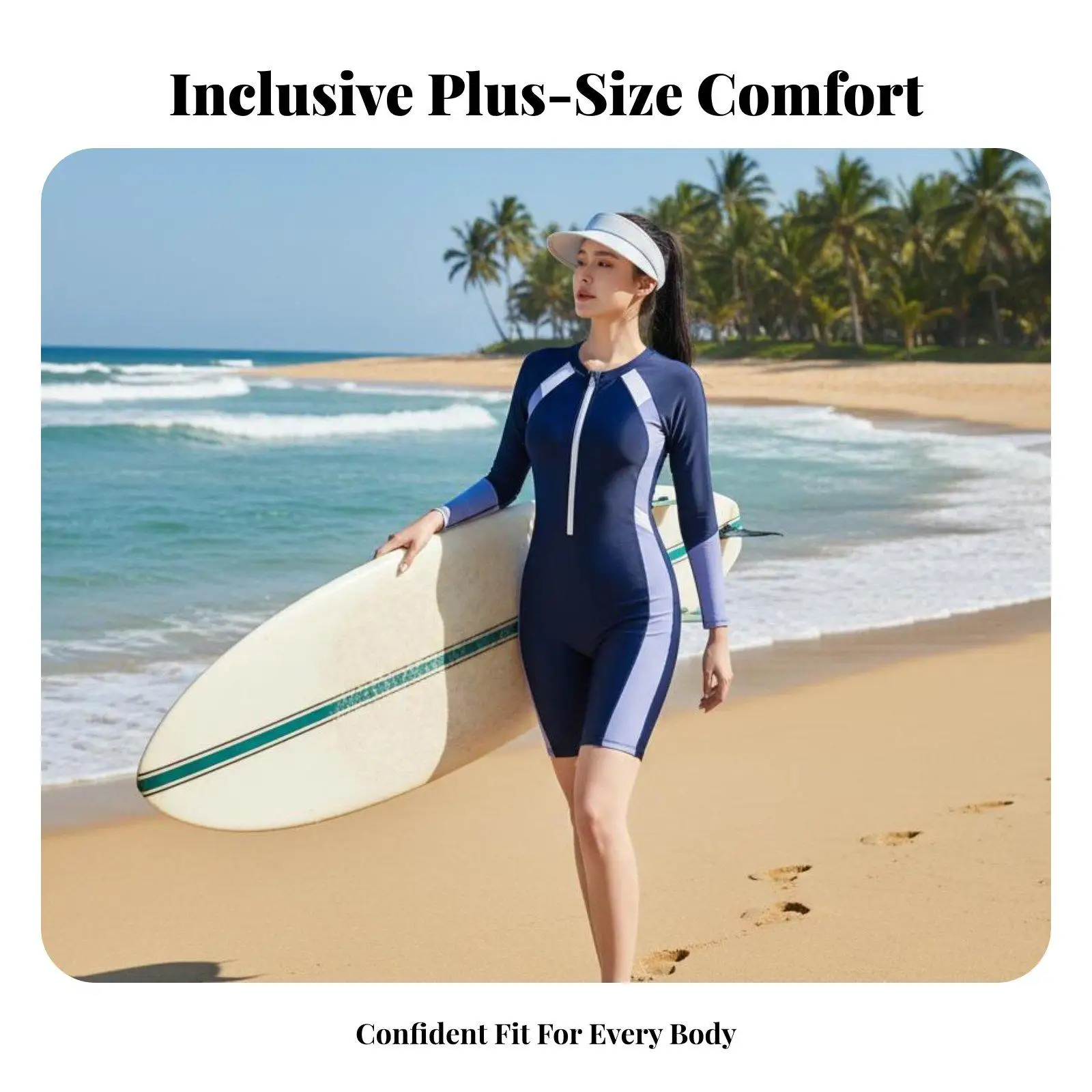 Quick Dry Long Sleeve Swimsuit for Women Zip Front One Piece Modest Bathing Suit with Shorts Removable Bra Pads for Surf Snorkel