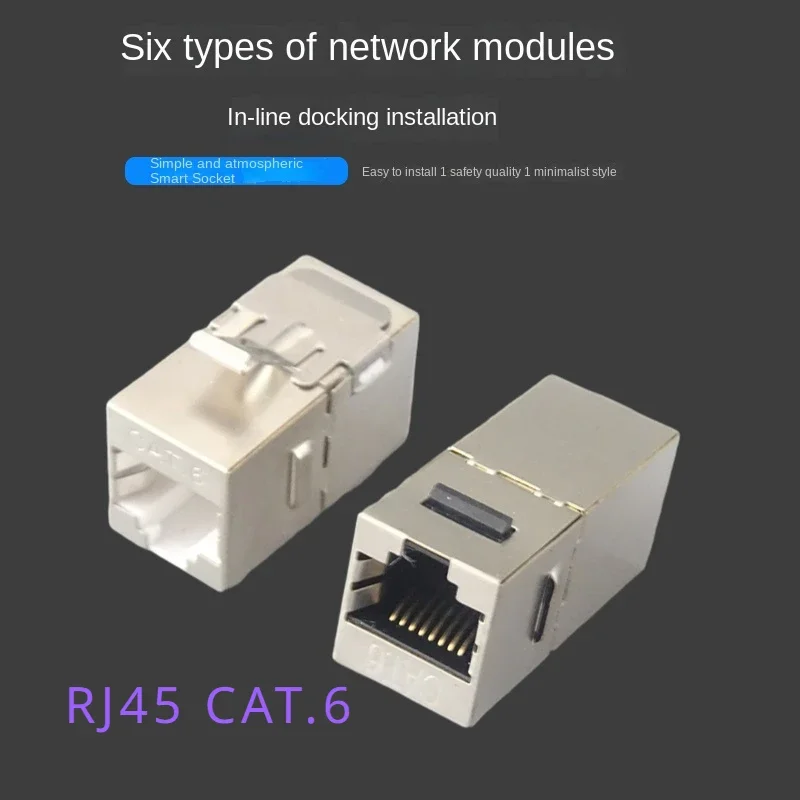 

10 Ethernet LAN CAT6 trapezoidal shielded connectors, RJ45 female to female plug-in coupler sockets, short and long versions