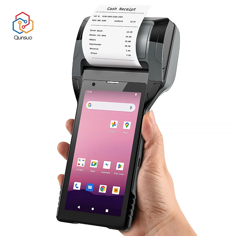 Handheld Android 12.0 PDA Printer 80MM Mobile Receipt Bill Thermal Printer 6 Inch Touch Screen Bluetooth Wifi 1D 2D Scanner