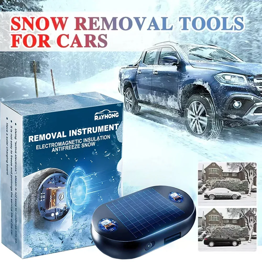 Car Window Glass Anti-ice Snow Remover Solar/USB Antifreeze Snow Removal Instrument 5-12V Microwave Molecular Deicing Instrument