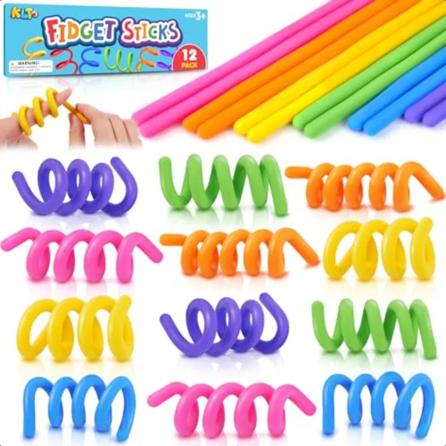 

Сенсорные палочки Fidget Toys для: 12 упаковок сенсорных игрушек для успокаивающих аутизм, тихие непоседы для классной комнаты, необходимые креативные St