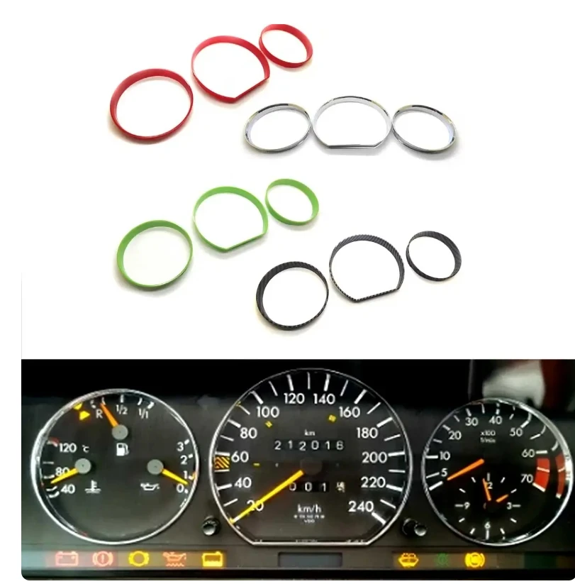 

red /green /silver /carbon fiber gloss Speedometer Gauge Dial Ring Bezel Trim For Mercedes Benz W124 1984-1995 W126 1979-1991