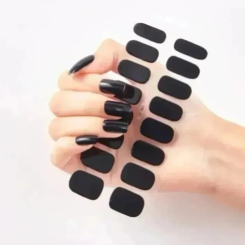 1pc Nail Art reinweiß/schwarz/nackt halb gehärtet Gel Nagel Aufkleber langlebige Creme Nagel Streifen Patch Slider UV Lampe gehärtet Aufkleber