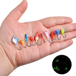 8Pcs/6Pcs Fishing Lures Ice Fishing Jigs Luminous Ice Fishing Gear Crappie Jig Head Fishing Hooks for Winter Ice Jigging Lure