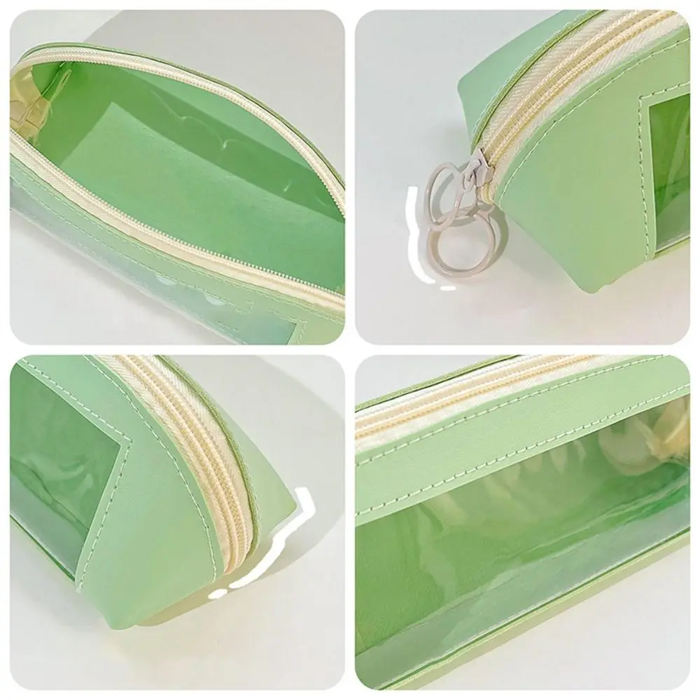 Cute Transparent Pencil Bags Simple Large Capacity Triangle Pencil Case Waterproof Multifunction Stationery Storage Box Office