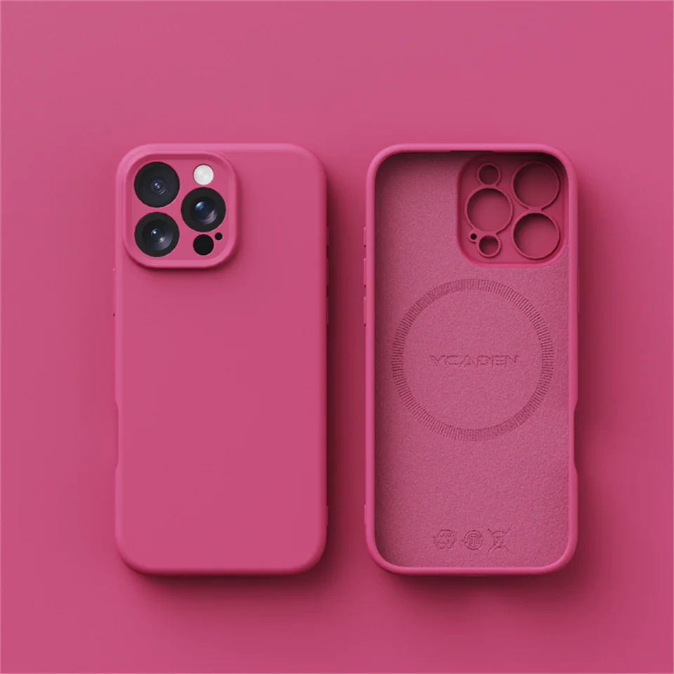 Funda de silicona líquida de lujo para Magsafe para iPhone 17 Air 16 Plus 15 14 13 12 Pro Max 17Pro carga inalámbrica cubierta suave 2