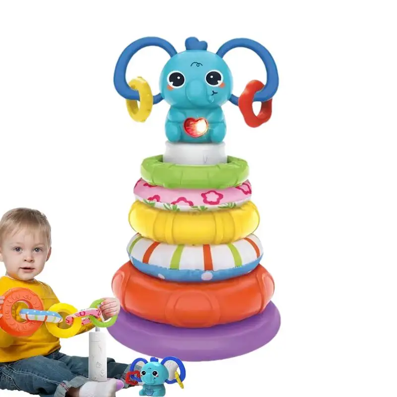 Rainbow Tower Stacking Baby Early Childhood Education Color Recognition Stacker Toy For Kids Children With Sound And Light