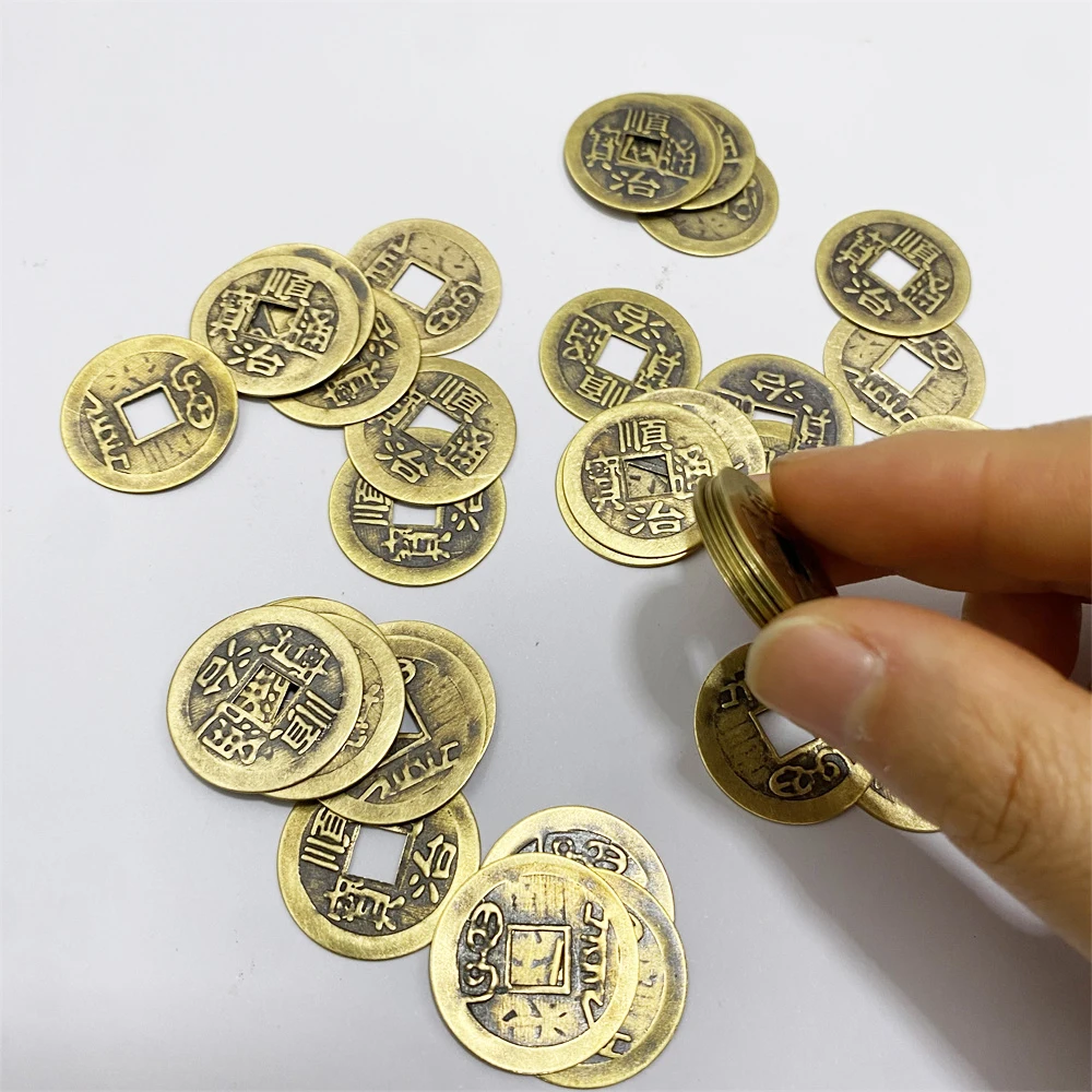 40Pcs/set Diameter 24mm Fortune and Treasure Metal Copper Coin Square Hole Chips Plating Disk For Board Game accessories