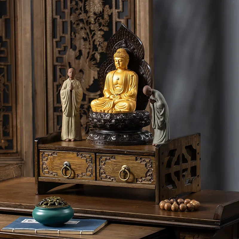 Buddha statue offering  Wealth placement frame Shrine shrine cabinet Household heightened offering table