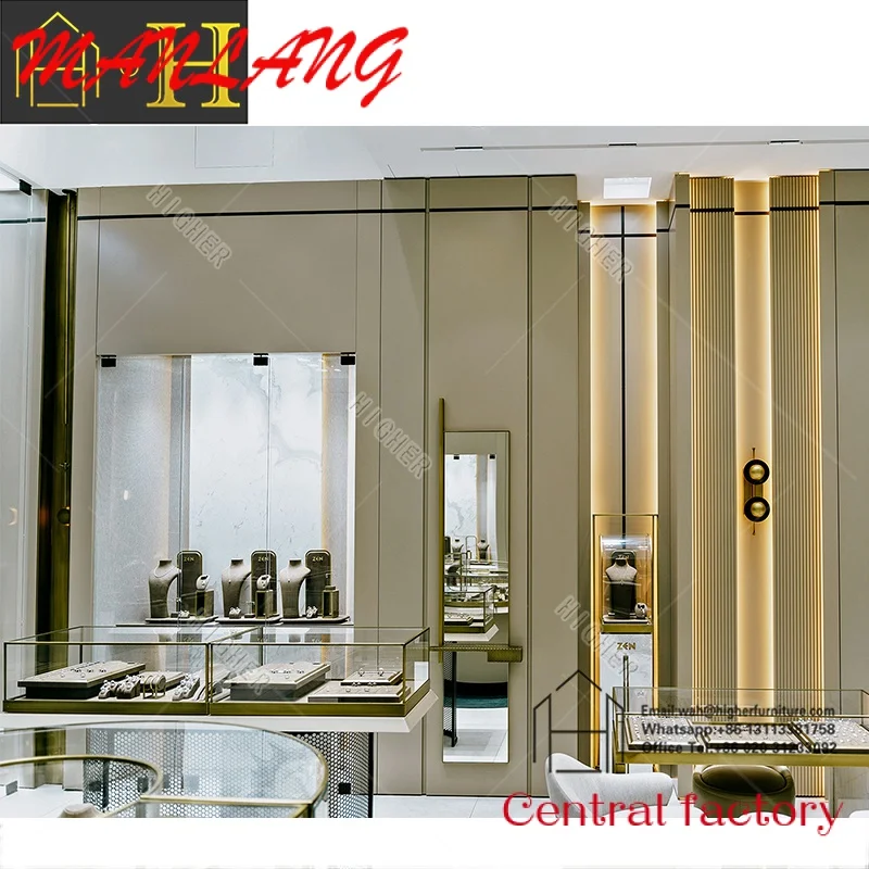 CustomOne-shop Design Jewellery Display Showcase Customized Jewelers Display Glass Display Cabinet with Lock