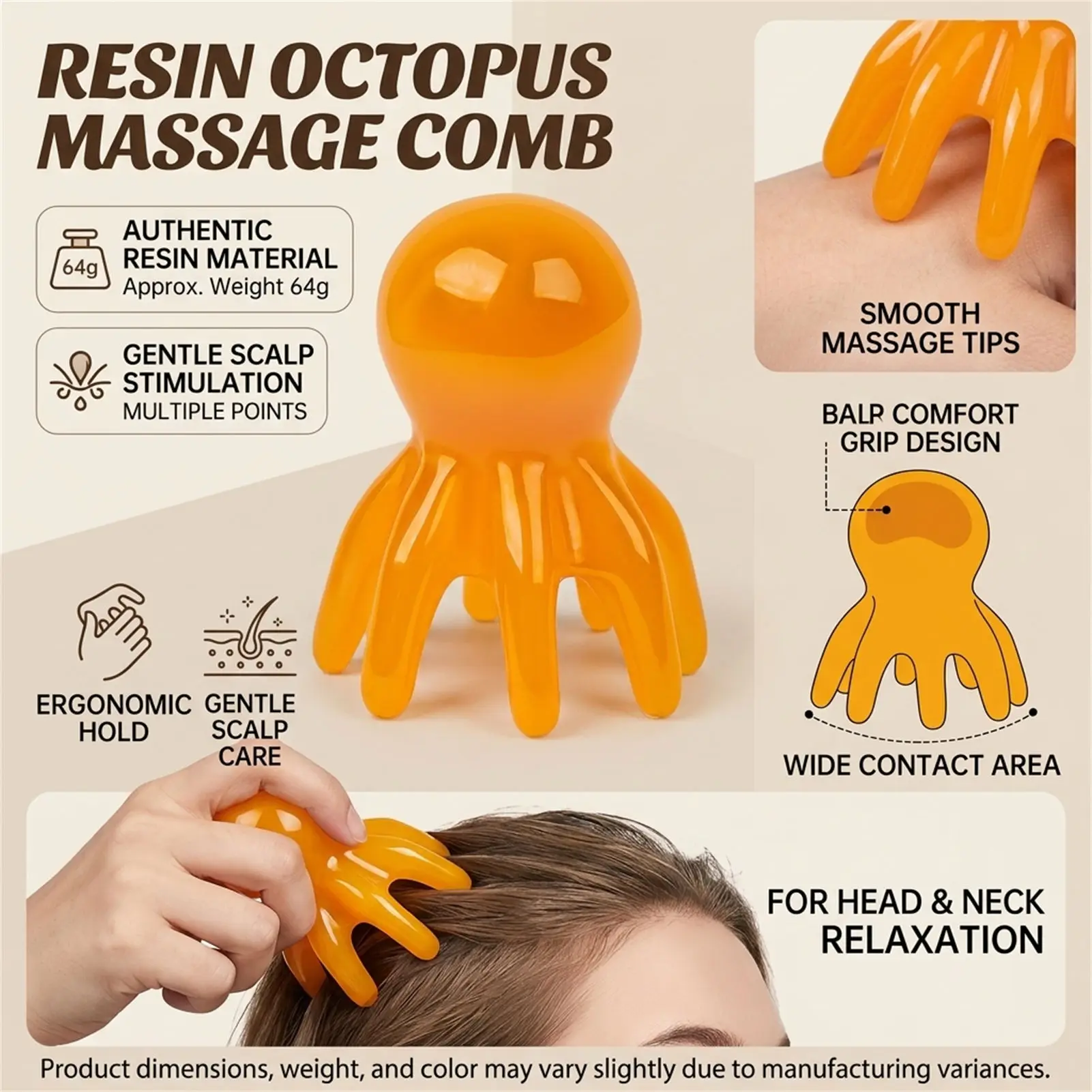 Peine de masaje para el cuero cabelludo con forma de pulpo, masajeador de espalda y hombros para lavado del cabello y relajación corporal