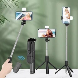 Wireless Selfie Stick Tripod Stand with Light Bluetooth Remote Extendable Tripod for iPhone Mobile Phone Tiktok Live Streaming