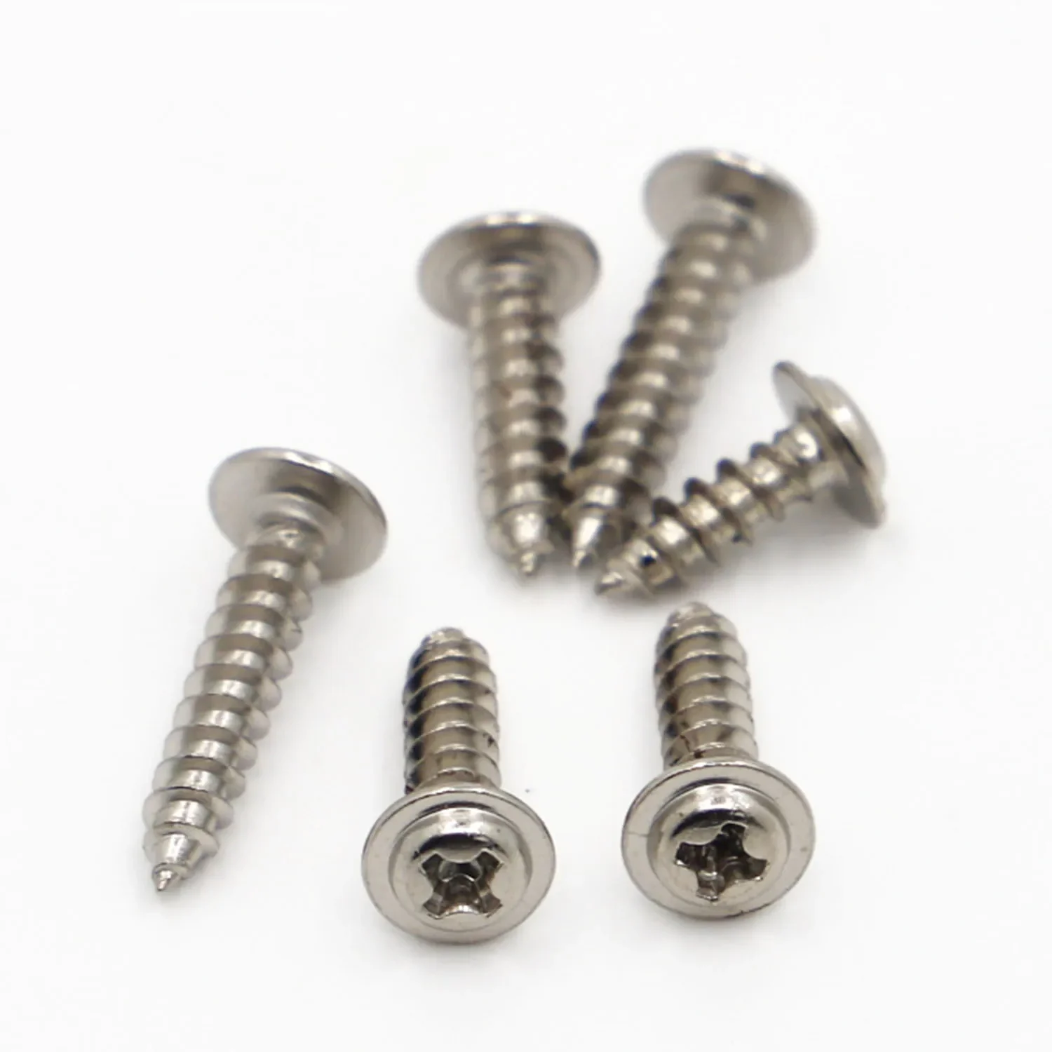 M1.2 M1.4 M1.7 M2 M2.3 M2.6 M3 M3.5 M4 PWA Nickel Plated Cross Round Head Self Tapping Screw With Pad Pan Head Tapping Screws