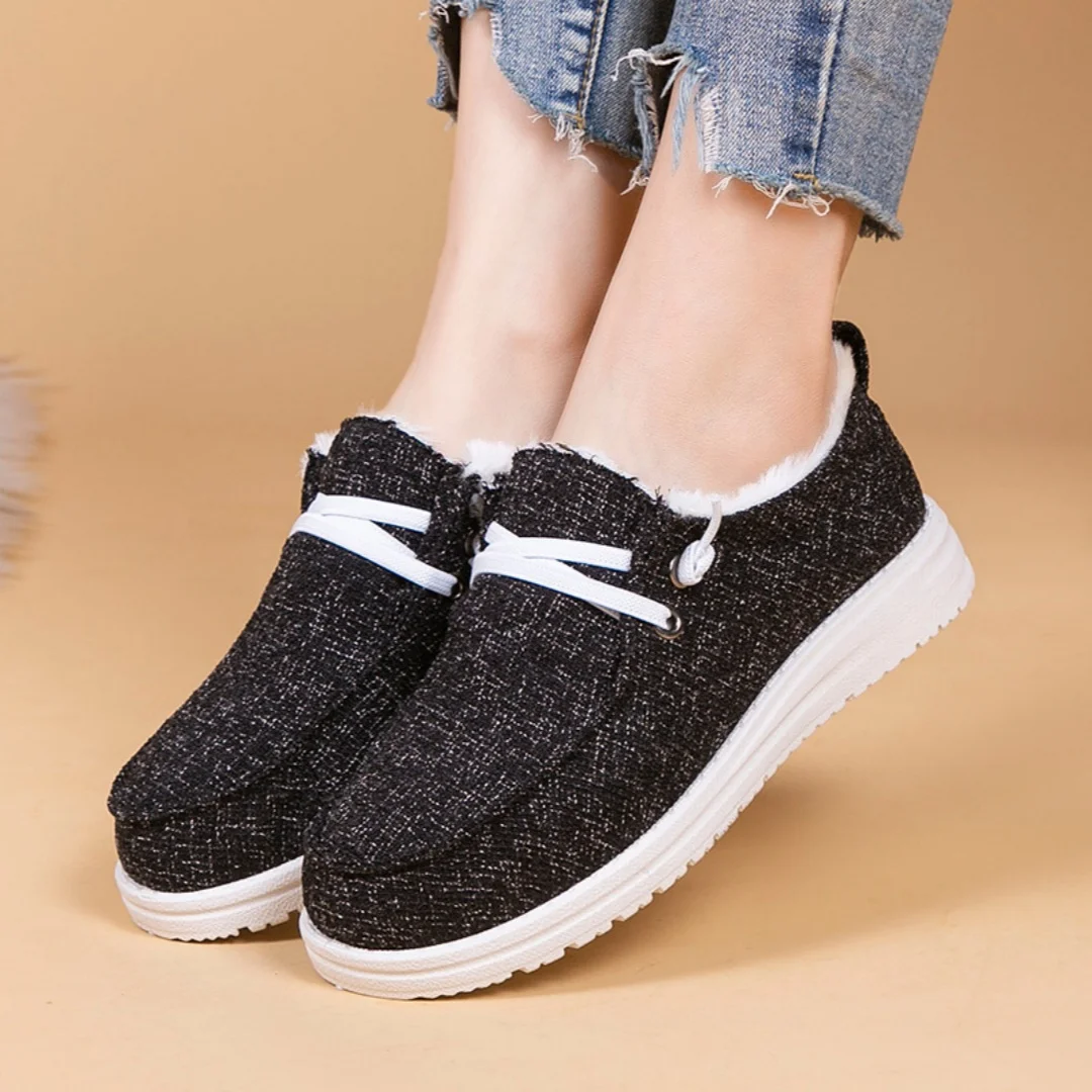 Women Warm Loafers Winter New Plush Ankle Snow Boots Flats Female Casual Cotton Shoes Ladies Solid Round Toe Sports Shoes