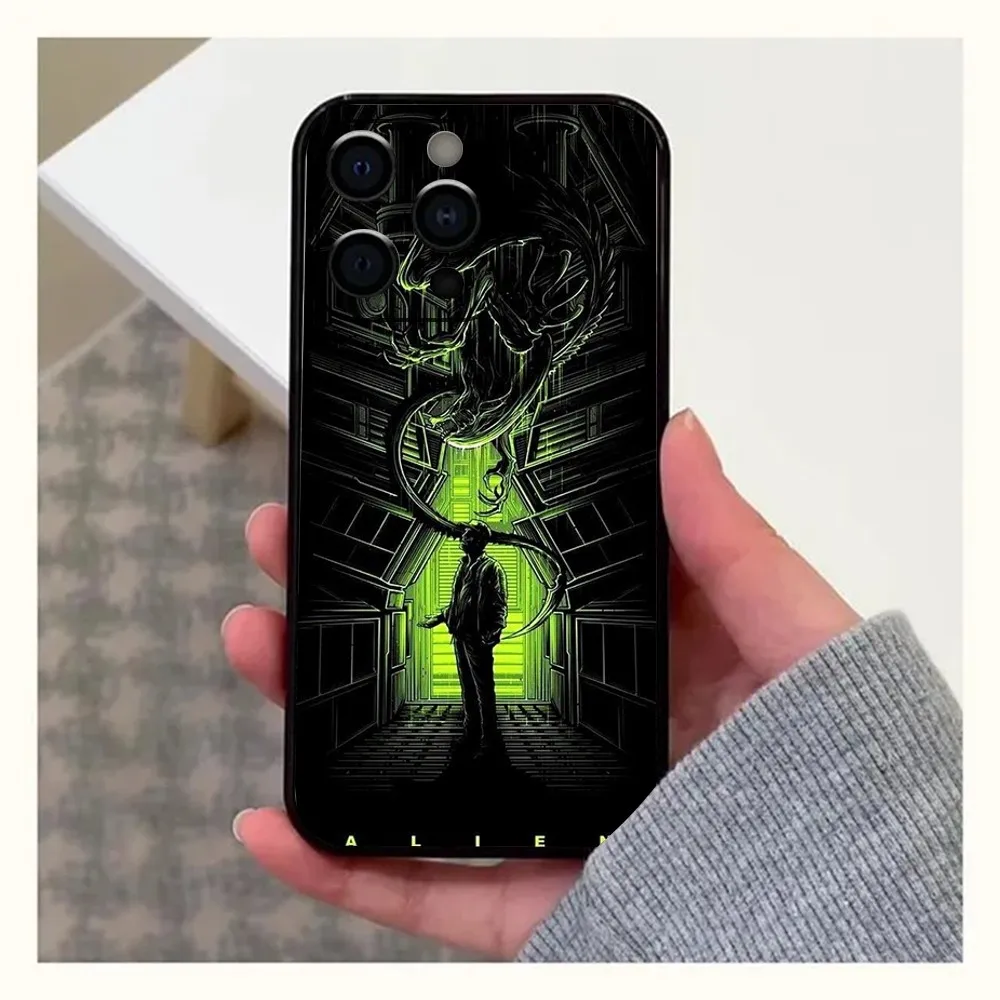 Custodia per telefono Movie Alien Xenomorph per Apple iPhone 15,14,13,12,11,Pro,X,XS,Max,XR,Plus,Mini Cover nera morbida