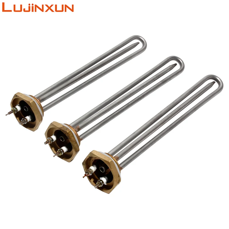 LUJINXUN 220V 1KW/1.5KW/2KW Electric Water Tubular Heater Immersion Heating Element 1 1/4 Inch Thread with Probe Tube