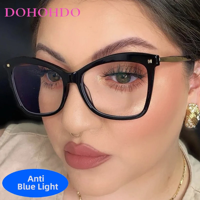 

Fashion Trendy Metal Cat Eye Eyeglasses Women Man Retro Luxury Brand Designer Optical Spectacle Blue Light Blocking Glasses Очки