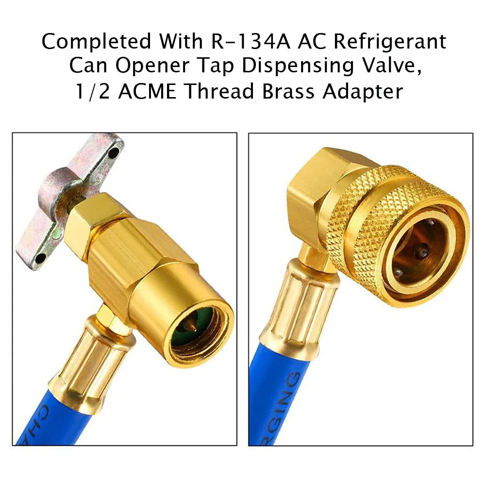 3 Pack BPV31 Hose Refrigerant Valve Bullet Piercing U-type Bullet Piercing Tap Valve Kit Hose Refrigerant Tap with Gauge R134a