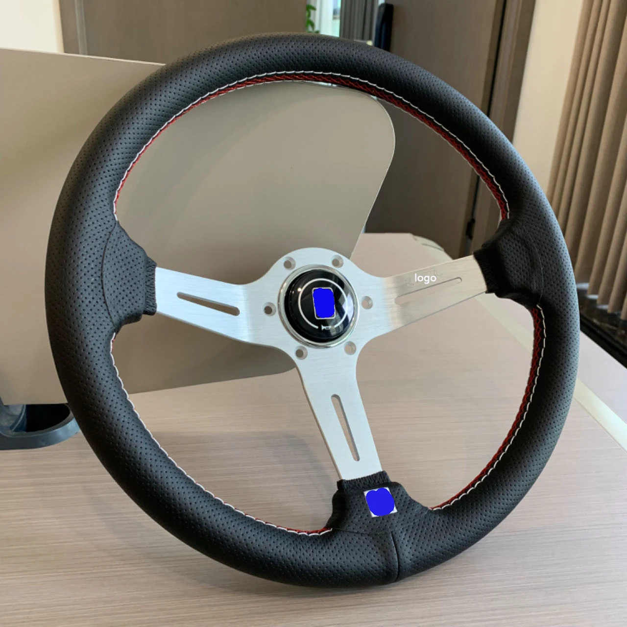 Universal Microfiber Leather 14 inch Steering Wheel with 70mm depth bracket