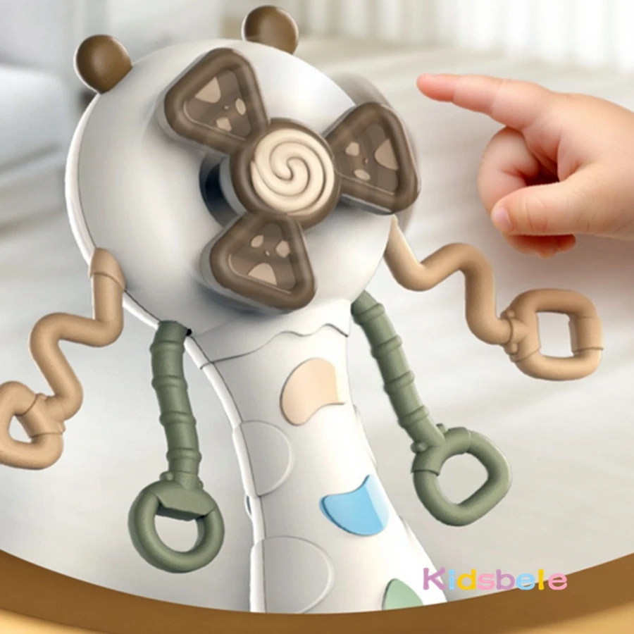 Multifuncional bebê mão-manivela ocupado vara brinquedo 5 em 1 chocalho rotativo brinquedo sensorial recém-nascido deve ter montessori areia martelo brinquedo