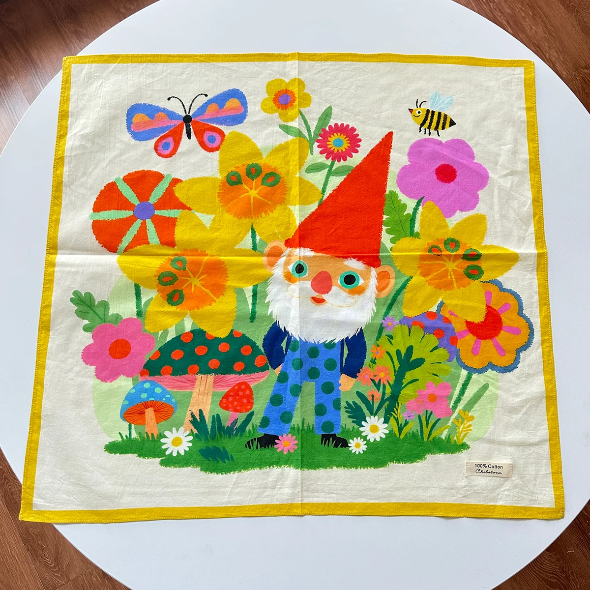 

A Spring and Summer Leopard Print Cute Character Cartoon Landscape Pure Cotton Headscarf for Women, Versatile Multifunctional Square Scarf, Soft Head Wrap Scarf for Women