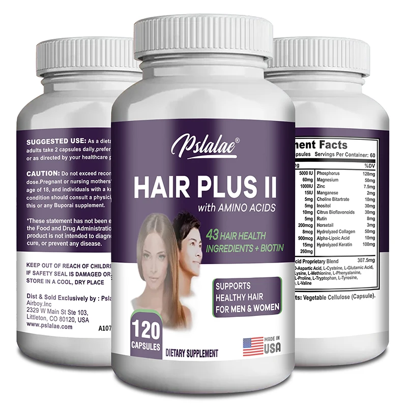 

Hair Plus II with Amino Acids - Helps Stop Hair Loss and Stimulate Growth of Stronger, Shinier Hair