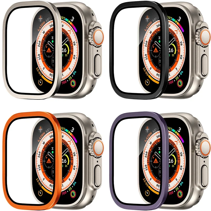 HD Tempered Glass+Titanium frame for Apple Watch Ultra 1/2 Screen Protector 49mm lightweight glass protector for iWatch Ultra2\1