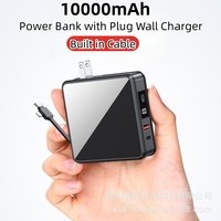 10000mAh Wall Charger Mini Power Bank 22.5W Fast Charger Powerbank for iPhone 15 Samsung Xiaomi Portable Charger with Plug Cable