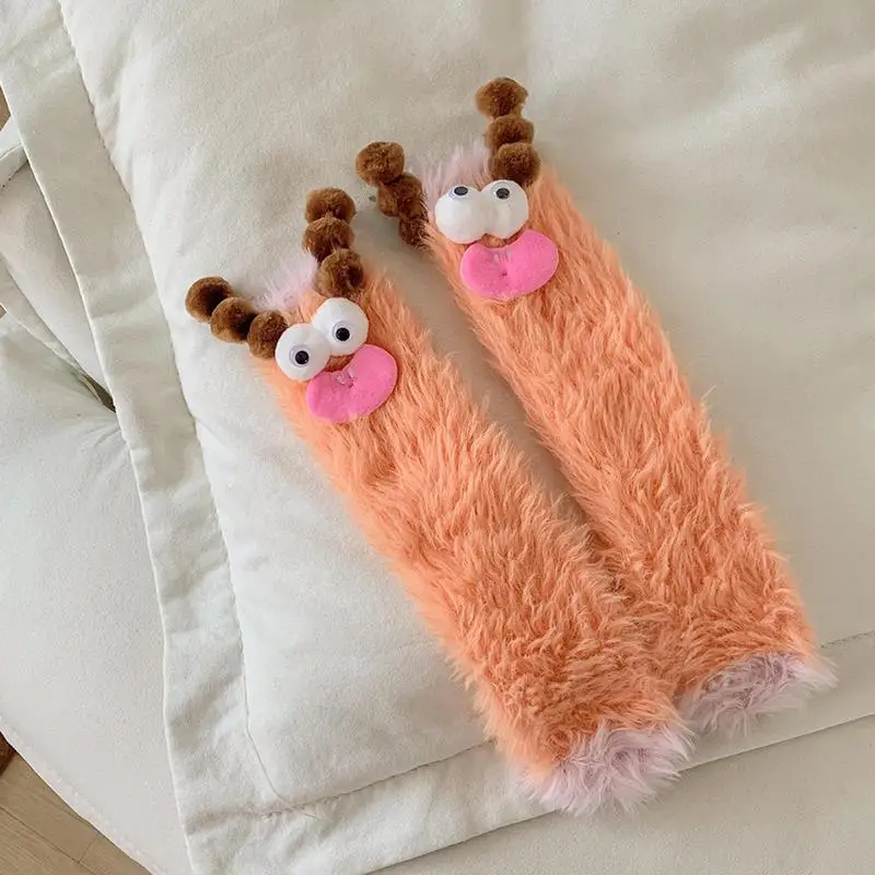 Śmieszne Fuzzy Socks Women Fuzzy Fluffy Soft Cute Socks Funny Animal Winter Warm House Sleeping Slipper Socks Thick For Mother's Da