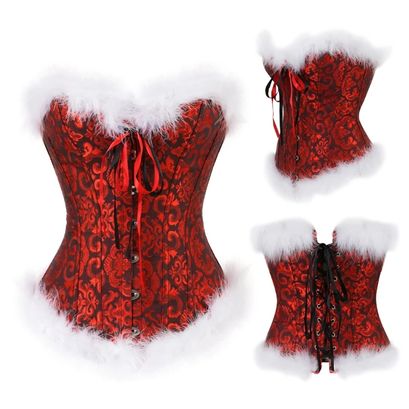 Feathers Corsets Bustiers Lingeries Shapewear Top Naughty Christmas Costumes