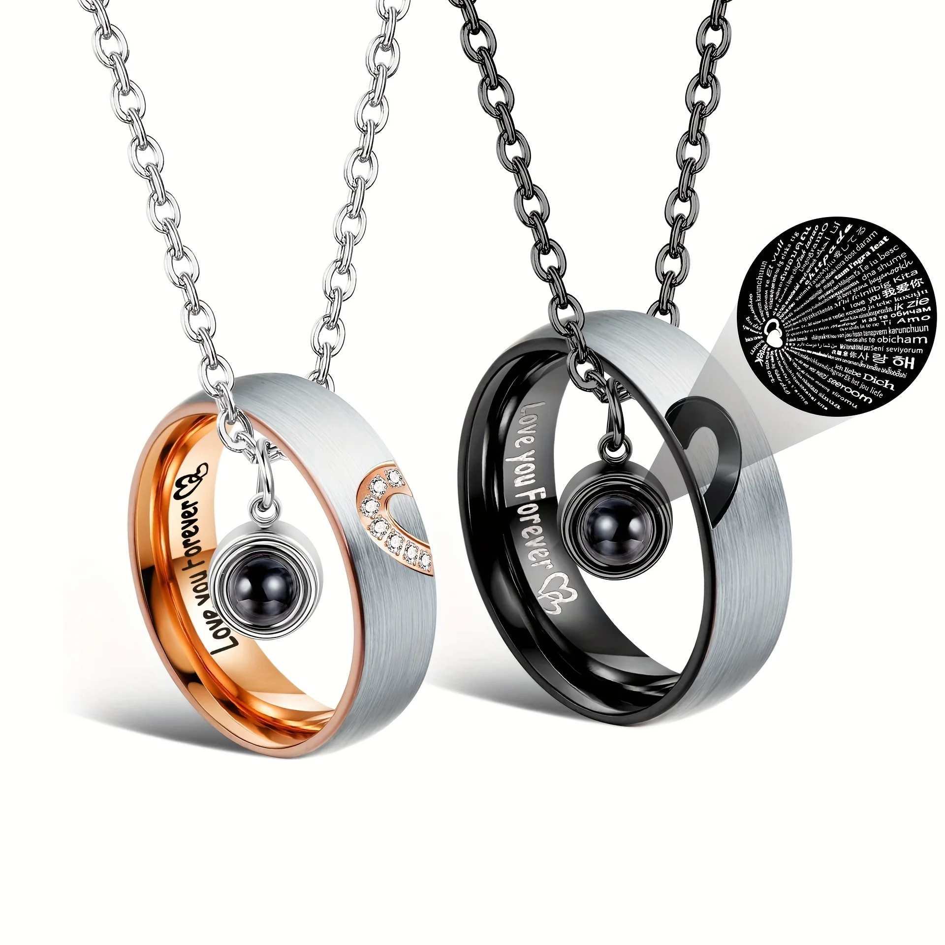 مطابقة القلائد للأزواج قلادة قلادة للنساء الرجال مطابقة وعد خواتم قلادة مجموعة الفولاذ المقاوم للصدأ زوجين قلادة