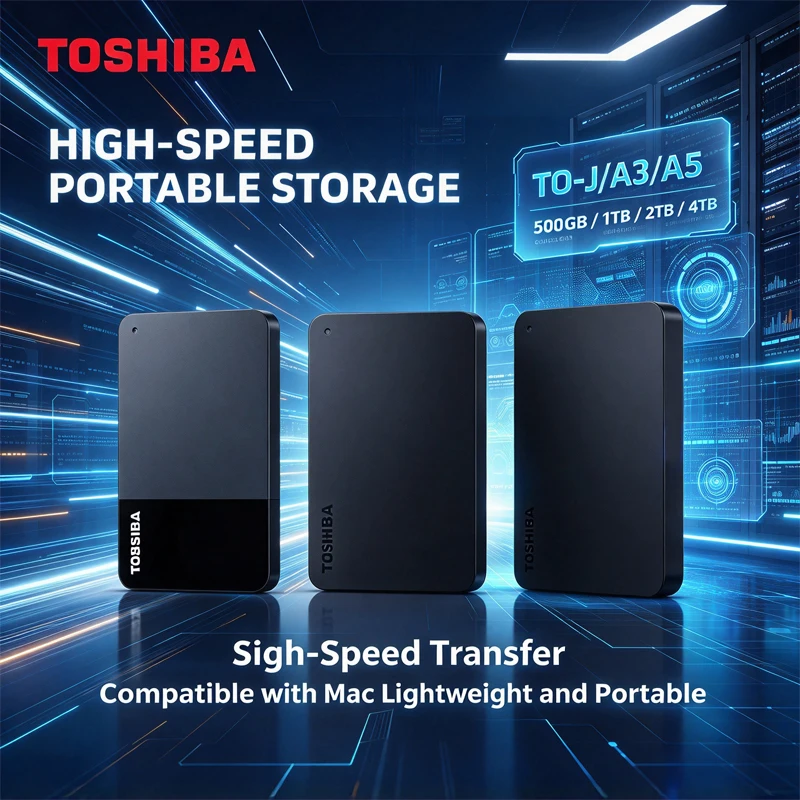 For Toshiba External Hard Drive TO-J/A3/A5 USB 3.2 High-Speed Transfer Compatible with Mac Lightweight and Portable
